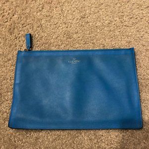 VALENTINO electric blue leather clutch